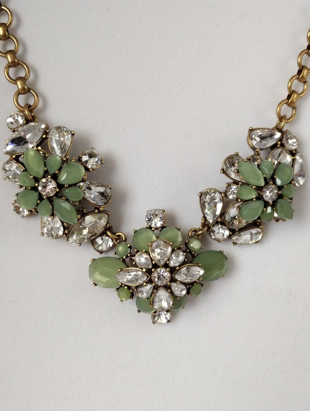 J. Crew Rhinestones Key Lime Accents Statement Necklace